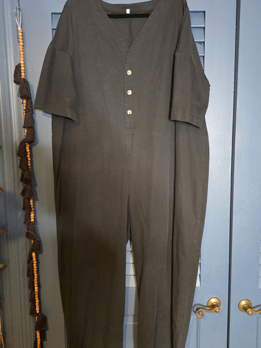 Handmade Etsy Black Linen Oversized Drop Crotch Streetwear Jumpsuit